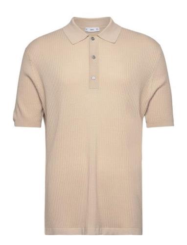 Knit Cotton Polo Shirt Beige Mango