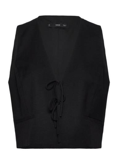 Gilet With Tie Closure Black Mango