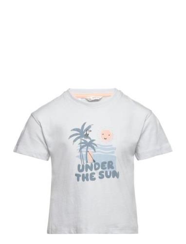 Printed Cotton-Blend T-Shirt Blue Mango