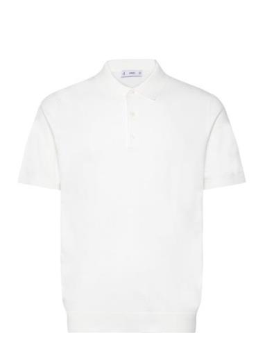 Fine-Knit Polo Shirt White Mango