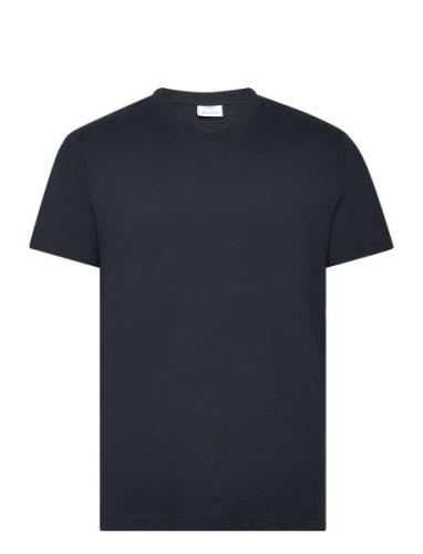 Slim-Fit Cotton V-Neck T-Shirt Navy Mango