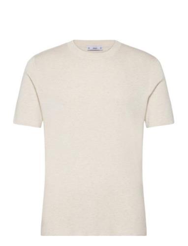 Knit Cotton T-Shirt Cream Mango