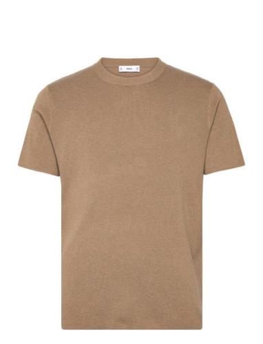 Knit Cotton T-Shirt Brown Mango