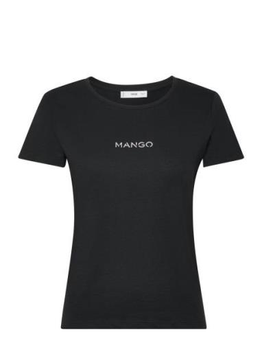 Logo Cotton T-Shirt Black Mango