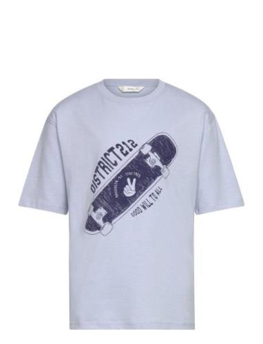 Printed Cotton-Blend T-Shirt Blue Mango