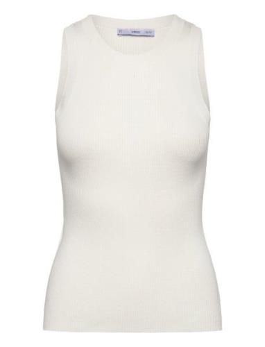 Ribbed Knit Top White Mango