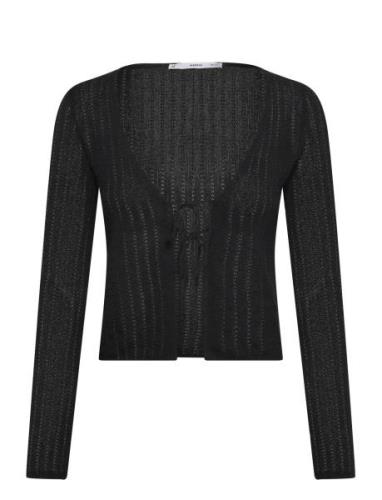 Knitted Cardigan With Ties Black Mango