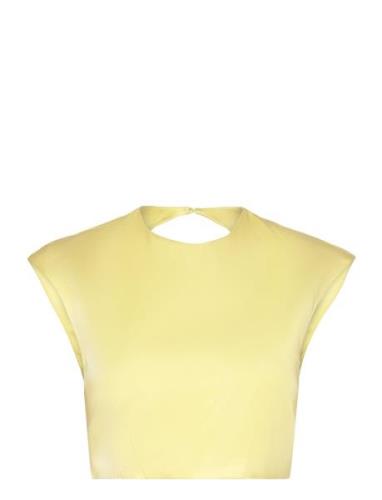 Anya Satin Top Yellow Bardot