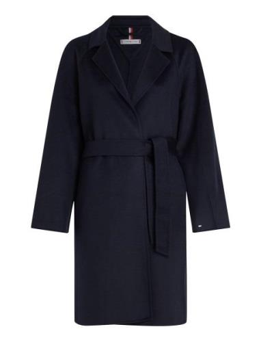 Reg Df Wool Belted Coat Navy Tommy Hilfiger