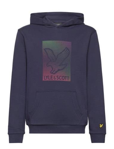 Dotted Eagle Graphic Hoodie Navy Lyle & Scott