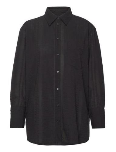 Rel Seersucker Stripe Shirt Black GANT