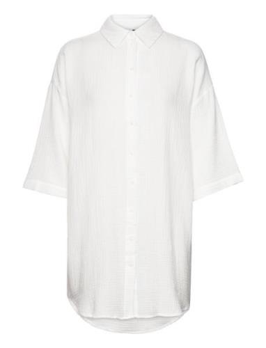 Vmnatali 3/4 Long Overshirt Wvn Ga Noos White Vero Moda