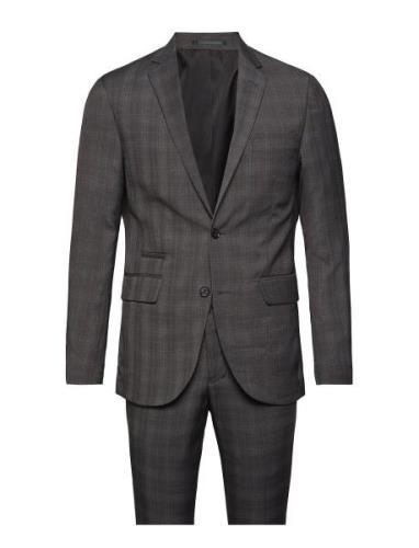 Checked Mens Suit Grey Lindbergh