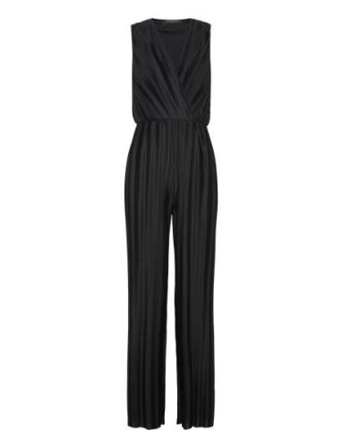 Ronnie Pleated V Neck Jumpsuit Black French Connection