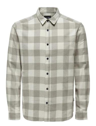 Onsgudmund Ls Checked Shirt Beige ONLY & SONS