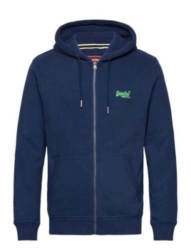 Essential Logo Zip Hoodie Navy Superdry