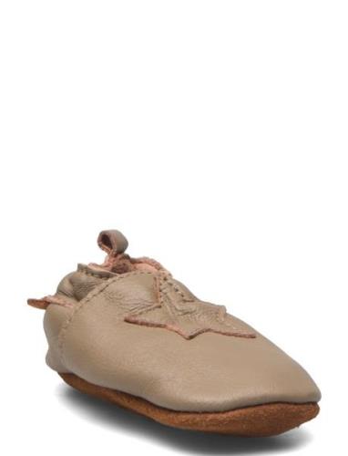 Star Slippers Leather Beige En Fant