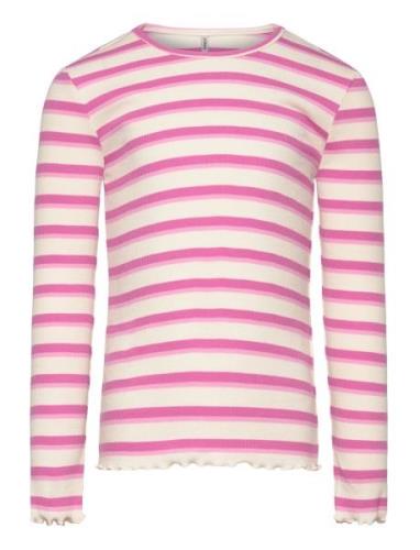 Kmgevig L/S Rib Top O-Neck Jrs Pink Kids Only