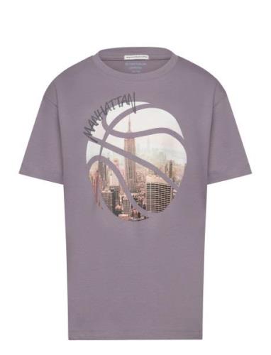 Over Printed T-Shirt Purple Tom Tailor