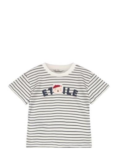 Striped Cotton T-Shirt White Mango