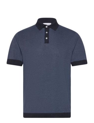 Knitted Polo S/S Contrast Blue Lindbergh