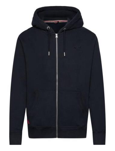 Essential Logo Zip Hoodie Navy Superdry