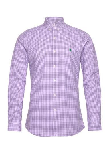 Slim Fit Gingham Stretch Poplin Shirt Purple Polo Ralph Lauren