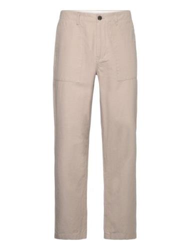 Flint Wide Slub Yarn Pants - Gots/V Beige Knowledge Cotton Apparel