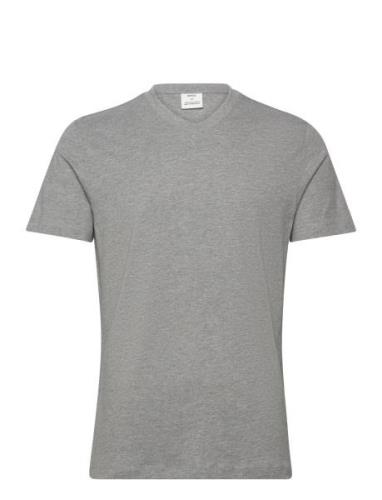 Slim-Fit Cotton V-Neck T-Shirt Grey Mango