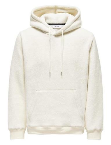 Onsemilio Reg Teddy Hoodie Sweat Vd White ONLY & SONS