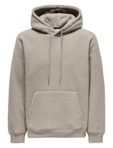 Onsemilio Reg Teddy Hoodie Sweat Vd Beige ONLY & SONS