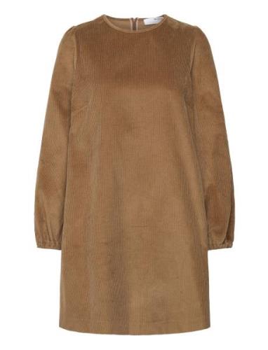 Slfjenny Ls O-Neck Corduroy Dress D2 Brown Selected Femme