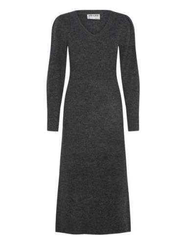 Vmangalina Ls V-Neck 7/8 Knit Dress Vma Grey Vero Moda