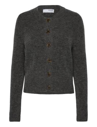 Slfsia Ras Ls Knit Cardigan Noos Grey Selected Femme