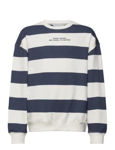 Striped Cotton-Blend Sweatshirt Navy Mango