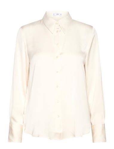 Satin Finish Flowy Shirt White Mango