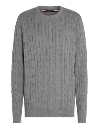 Classic Cotton Cable Crew Neck Grey Tommy Hilfiger