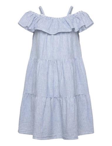 Dress Linen Off Shoulder Blue Lindex