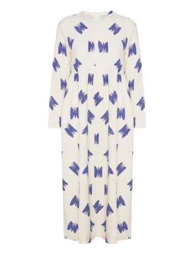 Butterfly Print Flared Long Dress White Bobo Choses