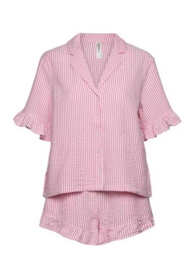 Pyjama Shortsset Seersucker Pink Lindex