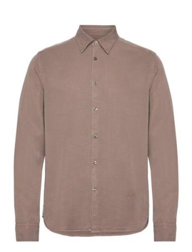 Slim Ls Comfort Tencel Shirt Brown J. Lindeberg