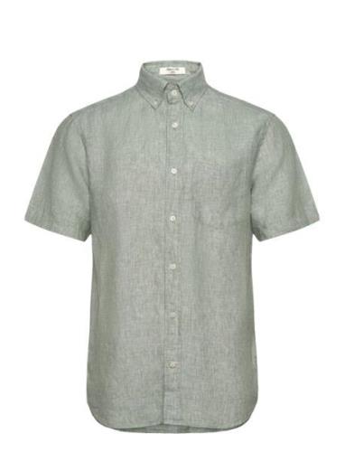 Reg Linen Ss Shirt Green GANT