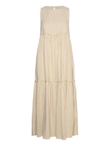 Vertical Multi Striped Strap Dress Cream Bobo Choses