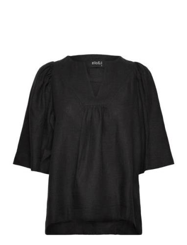 Ellie Linen Top Black Ella&il