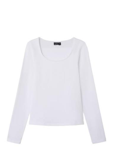 Nlfnove Ls Deep O-Neck Short Top Noos White LMTD