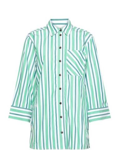 Stripe Cotton Green Ganni