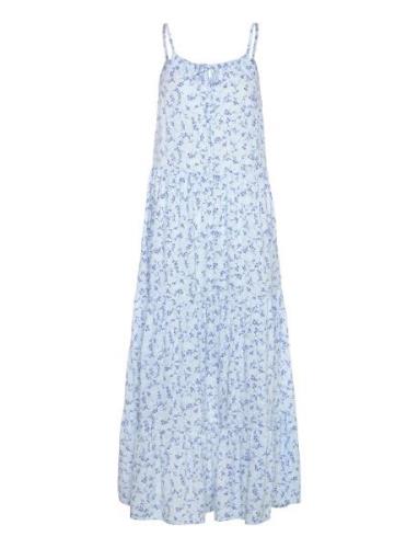 Magdalen Viscose Strap Dress Blue Bubbleroom