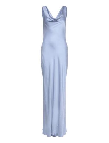 Leah Cowl Satin Maxi Dress Blue Malina