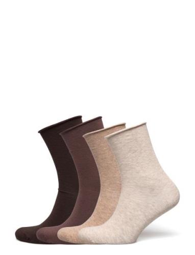 Sock 4 P Roll Edge Beige Lindex