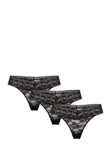 Brief Lacey Thong Low 3 Pack Black Lindex